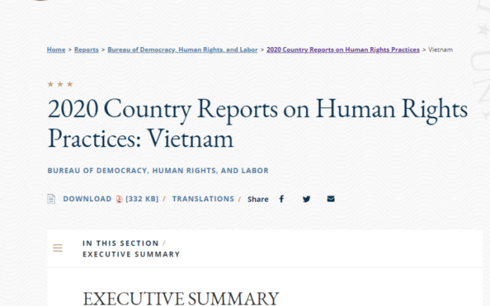 Báo cáo Nhân quyền năm 2020 của Bộ Ngoại giao Mỹ đã tô hồng tổ chức khủng bố Việt Tân?