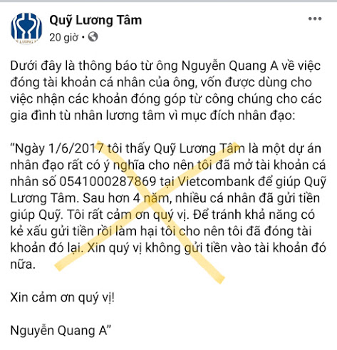Cái kết của “Quỹ Lương Tâm” do Nguyễn Quang A cầm đầu