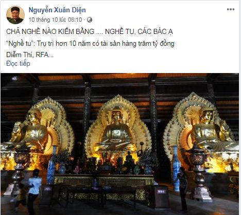 Hằn học với chế độ, TS Nguyễn Xuân Diện tấn công Phật giáo?