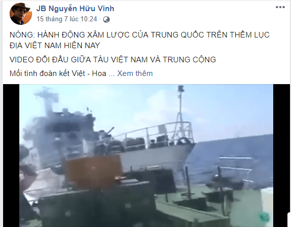Hủi Nô Jb Nguyễn Hữu Vinh Với Clip "Đối Đầu Giữa Tàu Việt Nam Và Trung Cộng"