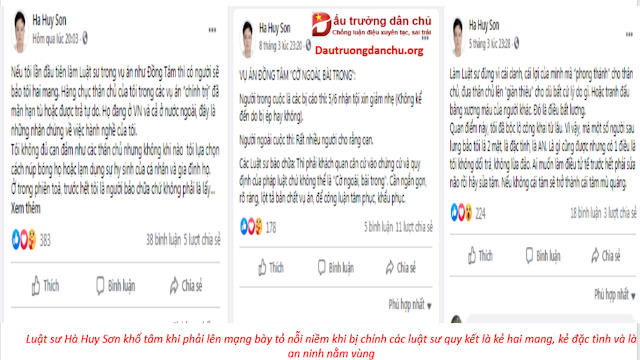 Luật sư Hà Huy Sơn lên tiếng: Lộ dã tâm xuyên tạc vụ án Đồng Tâm của nhóm luật sư tham gia bào chữa?