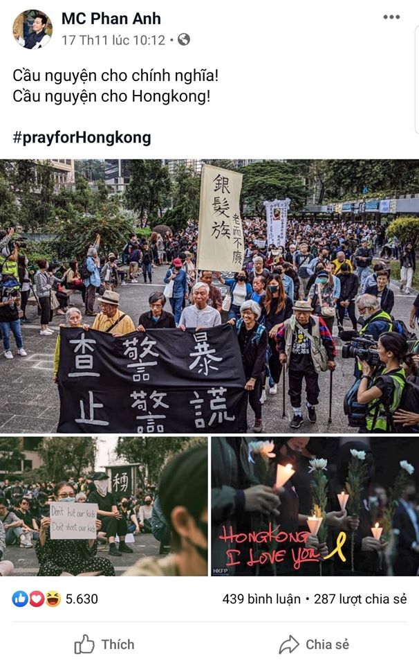 Lúc Trung Quốc gây hấn ngoài biển Đông thì không khóc, sao lại khóc mướn cho Hồng Kông?