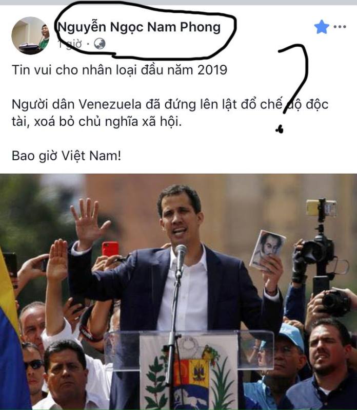 Nguyễn Ngọc Nam Phong lại cổ súy dân Việt lật đổ chính quyền như Venezuela