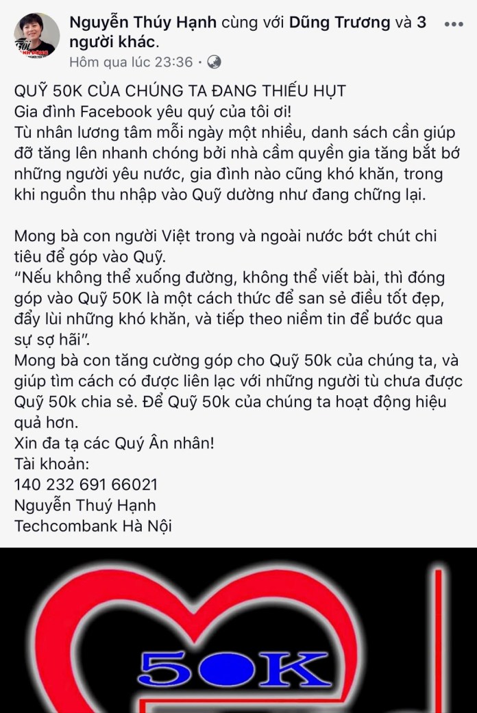 Những chiêu trò gây “quỹ 50k” của rận chủ Nguyễn Thúy Hạnh