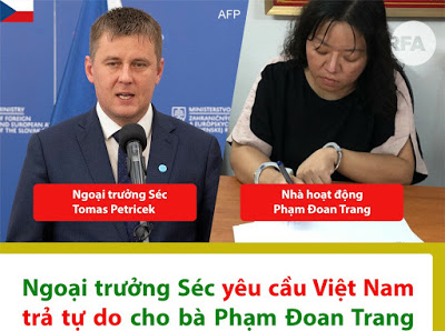 Nực cười chuyện Ngoại trưởng Séc kêu gọi trả tự do cho Phạm Đoan Trang