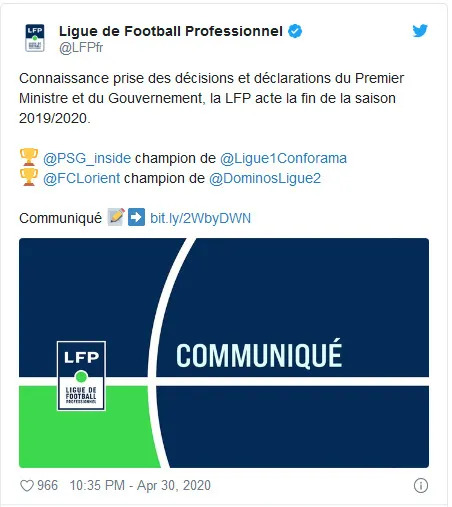 PSG được phong ngôi vô địch sau khi hủy Ligue 1