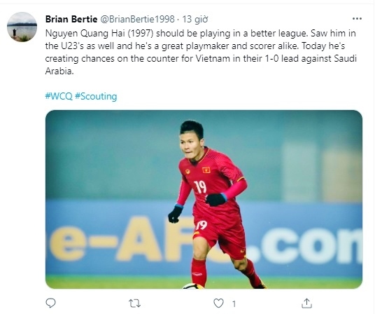 Quang Hải nhận 'mưa lời khen' từ các chuyên gia bóng đá quốc tế