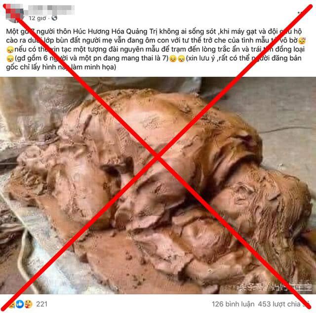 Sự thật về thông tin “mẹ ôm con dưới bùn” trong vụ sạt lở tại Quảng Trị tràn lan trên Facebook
