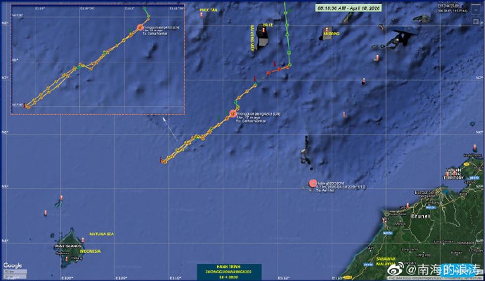 Tình hình hoạt động của tàu cướp “địa chất biển – 8” trên biển ngày 18/4: