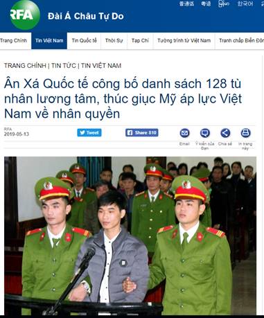 Tổ Chức Ân Xá Quốc Tế Và Cái Gọi Là "Danh Sách 128 Tù Nhân Lương Tâm Việt Nam"