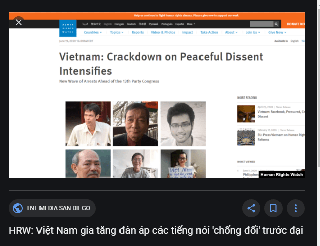 Tổ chức HRW luôn tỏ ra thiếu thiện chí với Việt Nam