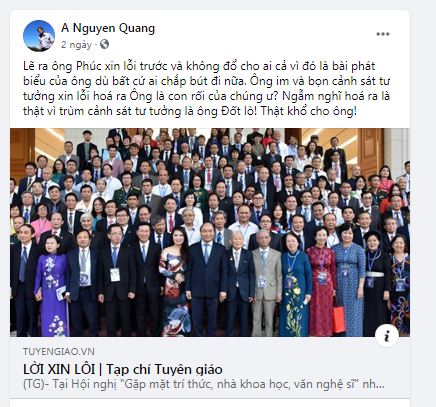 TS Nguyễn Quang A trâng tráo “tấn công” Thủ tướng Chính phủ