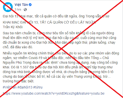 Việt tân trắng trợn xuyên tạc phương án đảm bảo an toàn cho đại biểu dự Đại hội XIII
