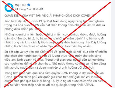 Việt tân xuyên tạc quan điểm chống dịch covid 19 của Chính phủ Việt Nam