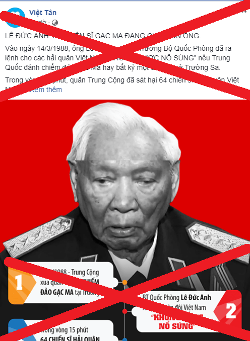 Việt Tân tráo trở xúc phạm nguyên Chủ tịch nước, Đại tướng Lê Đức Anh và sự thật về hải chiến Gạc Ma 1988