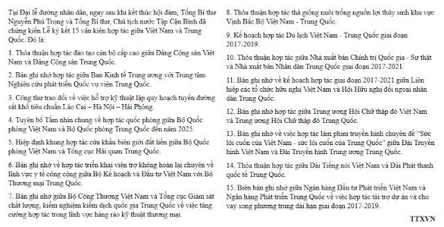 “15 văn kiện hợp tác Việt – Trung” có phải là ...lộ trình bán nước?