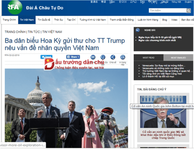 3 dân biểu Mỹ đại diện cho ai để yêu cầu Tổng thống Trump 'nêu vấn đề nhân quyền ở Việt Nam'