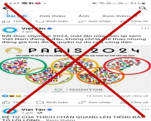 Nực cười huy chương “tự do” Olympic của Việt Tân