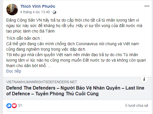 Âm mưu của việc kêu gọi “trả tự do cho tù nhân ở Việt Nam”