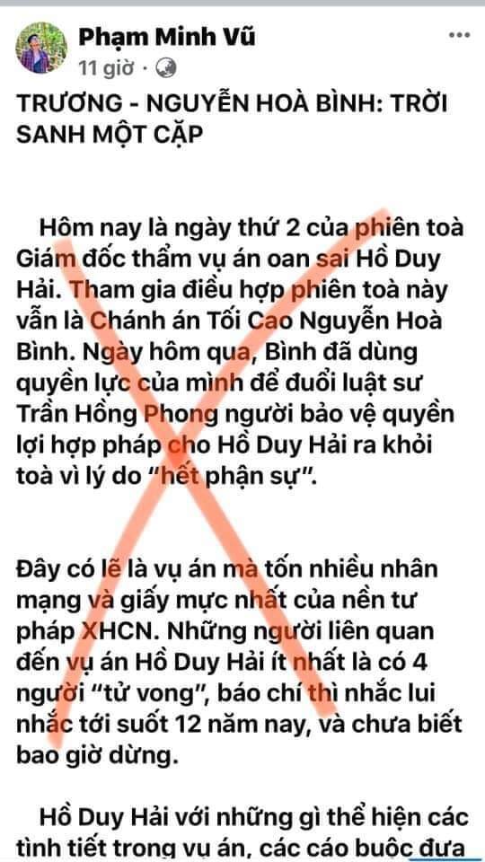 Âm mưu nhằm chính trị hoá phiên toà xét xử Hồ Duy Hải là một trò lưu manh, đểu cáng và bần tiện