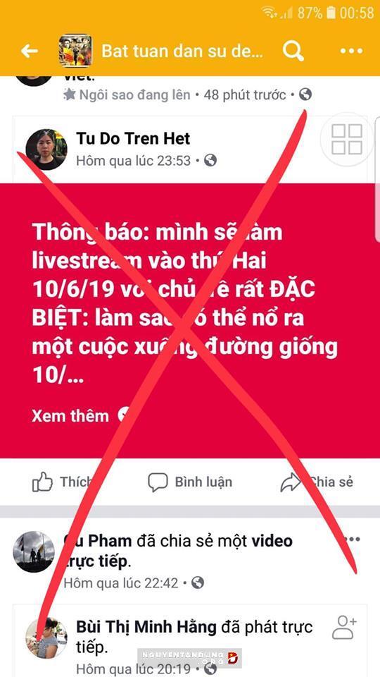 Âm Mưu "Tổng Biểu Tình" Vào Ngày 10/6/2019 Thất Bại Thảm Hại