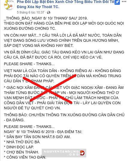 Âm Mưu "Tổng Biểu Tình" Vào Ngày 10/6/2019 Thất Bại Thảm Hại