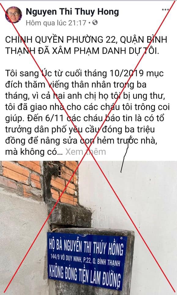 Bà Nguyễn Thị Hồng vu cáo UBND P. 22, Q Bình Thạnh