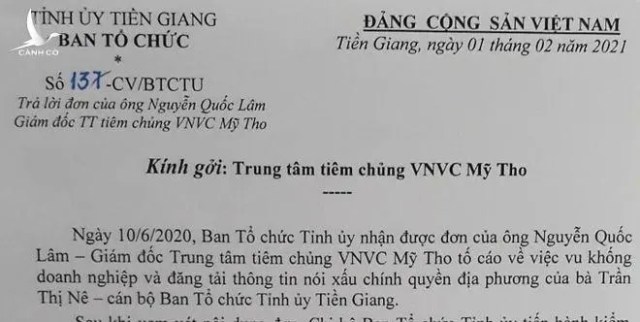 Ban Tổ chức Tỉnh ủy Tiền Giang khiển trách một công chức nói xấu chính quyền