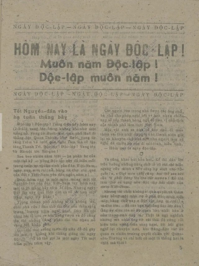 Báo chí Việt ngữ ra số tháng 9 năm 1945 viết gì về Ngày Độc lập?