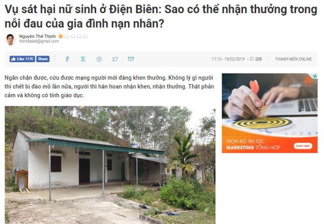 Báo Thanh Niên Nói Về Vụ Nữ Sinh Điện Biên Bị Sát Hại