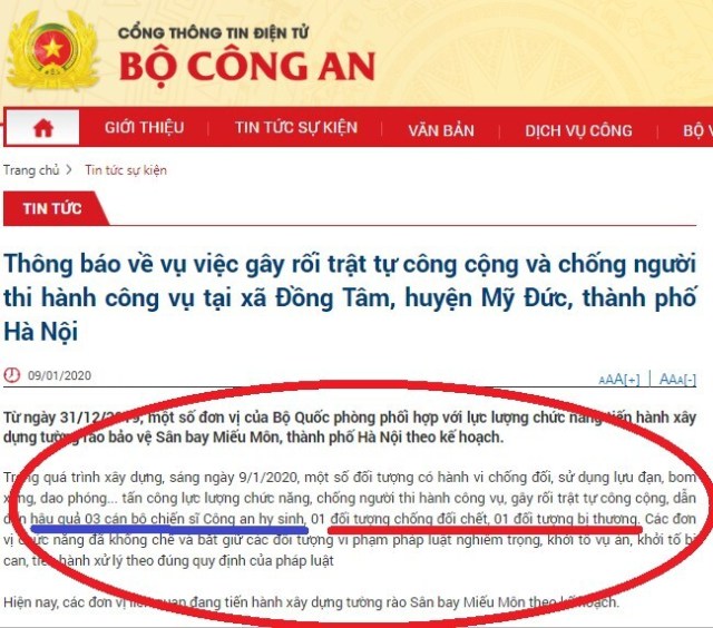 Bắt toàn bộ băng nhóm phản loạn Đồng Tâm, công an hy sinh 3 chiến sỹ