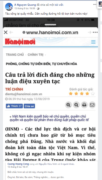 Biểu tình có đuổi được chiến hạm Trung Quốc ra khỏi bãi Tư Chính?