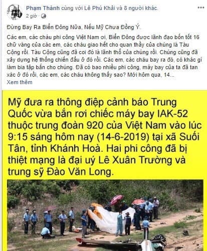 Bộ mặt của Phạm Thành - một nhà văn "vô lại" xuyên tạc vụ máy bay rơi!