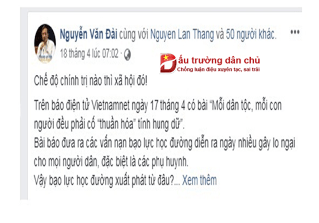 Bộ mặt thật của kẻ phản bội Nguyễn Văn Đài điên cuồng chống phá dân tộc Việt Nam