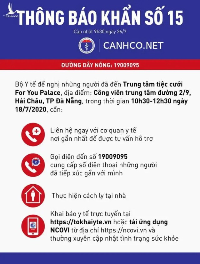 Bộ Y tế ra thông báo khẩn tìm người tiếp xúc với Bệnh nhân 416 nhiễm Covid-19