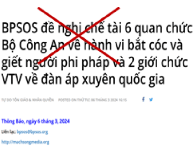 BPSOS cố tình vu cáo, xuyên tạc trắng trợn các vụ án ở Việt Nam