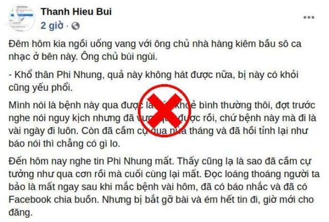 Bùi Thanh Hiếu – Hãy thôi làm kền kền trên cái chết của ca sỹ Phi Nhung!