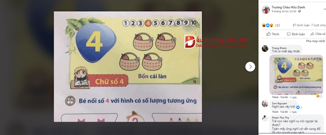 Cần phải xử lý Trương Châu Hữu Danh về hành vi phát tán thông tin sai sự thật về sách giáo khoa lớp 1