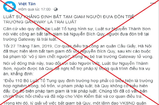 Cẩn thận trước thông tin đồn "nhảm" xung quanh vụ án cháu bé chết trên xe ô tô trường Getway