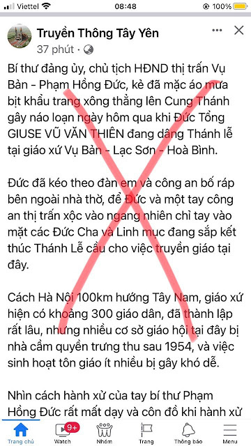 Cần xử lý nghiêm các đối tượng đưa tin sai sự thật về vụ việc tại Giáo xứ Vụ Bản