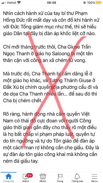 Cần xử lý nghiêm các đối tượng đưa tin sai sự thật về vụ việc tại Giáo xứ Vụ Bản