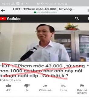 CẢNH BÁO TIN XUYÊN TẠC : KHÔNG CÓ CHUYỆN “THÀNH PHỐ HỒ CHÍ MINH MẮC 43.000, TỬ VONG 1.000 NGƯỜI” VÌ DỊCH COVID-19 __________________ Trên mạng xã hội Youtube ...