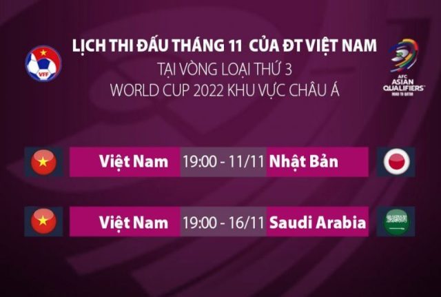 Cập nhật giờ thi đấu các trận tuyển Việt Nam gặp tuyển Nhật Bản và Saudi Arabia trong tháng 11