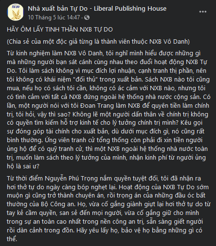 Chống NXB Tự Do là chống tri thức, chống văn minh?