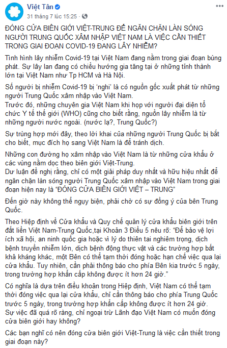 Chửi Trung Quốc không giúp giải quyết vấn đề nhập cảnh trái phép