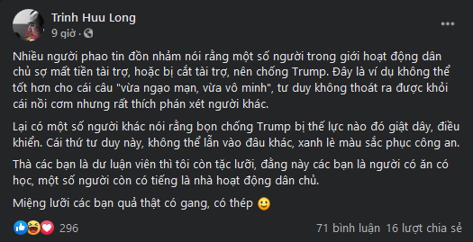 Có hay không, chuyện nhiều nhà dân chửi ủng hộ Trump vì sợ bị cắt tiền tài trợ?