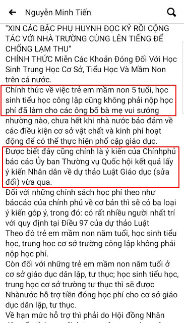 Có hay không việc miễn học phí cho trẻ em mầm non?