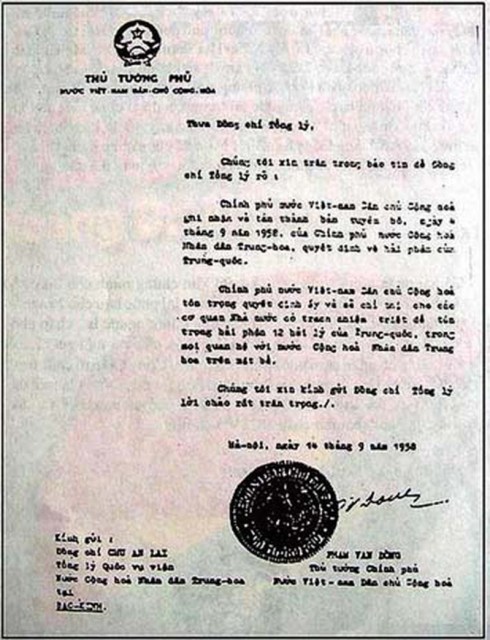 Công hàm Thủ tướng Phạm Văn Đồng 1958 không có ý nghĩa công nhận chủ quyền Trung Quốc  ở Trường Sa, Hoàng Sa. (Kỳ 2)