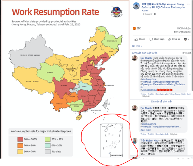 Dân mạng Việt “đổ bộ” vào các Fanpage ĐSQ Trung Quốc vì đăng ảnh đường lưỡi bò!
