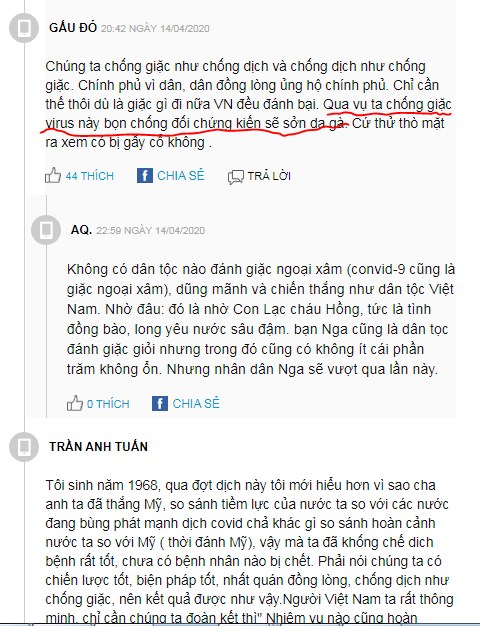 Dân mạng Việt: “Qua vụ ta chống giặc virus này bọn chống đối chứng kiến sẽ sởn da gà”